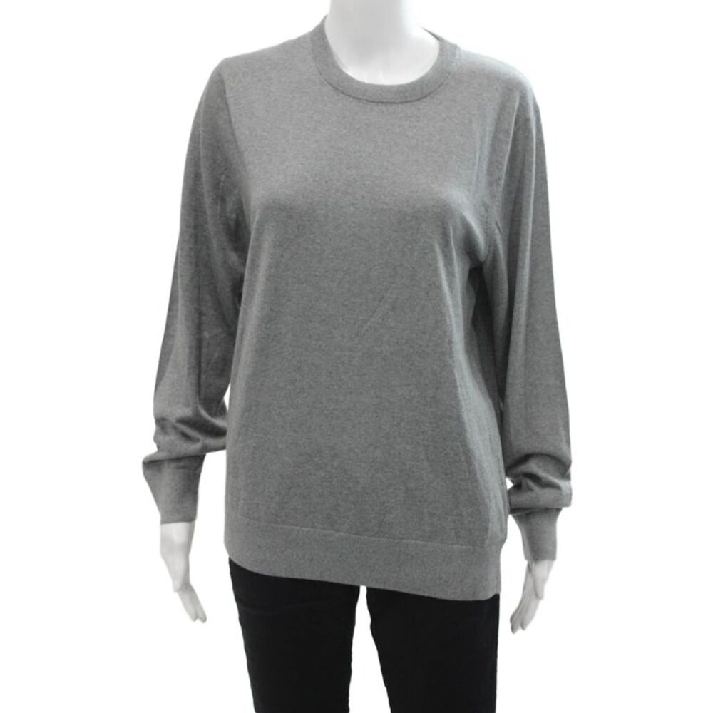 Theory Women's Long Sleeves Round Neck Pullover Sweater Gray Size M